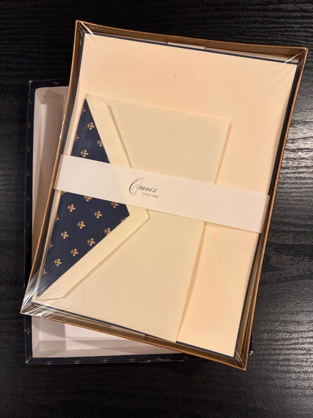 NWT Crane’s Stationary Set, Boxed, Sealed,  Fleur De Lis, New Vintage